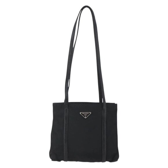 PRADA Shoulder Bag Nylon Leather Black Silver Auth - Picture 2 of 16